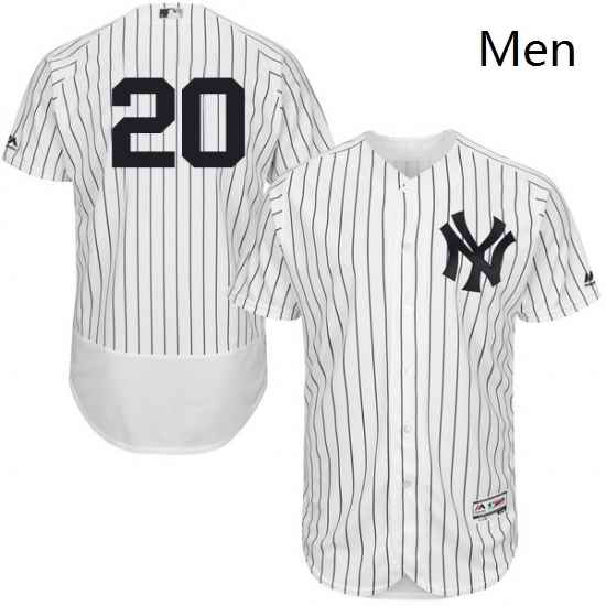 Mens Majestic New York Yankees 20 Jorge Posada White Home Flex Base Authentic Collection MLB Jersey